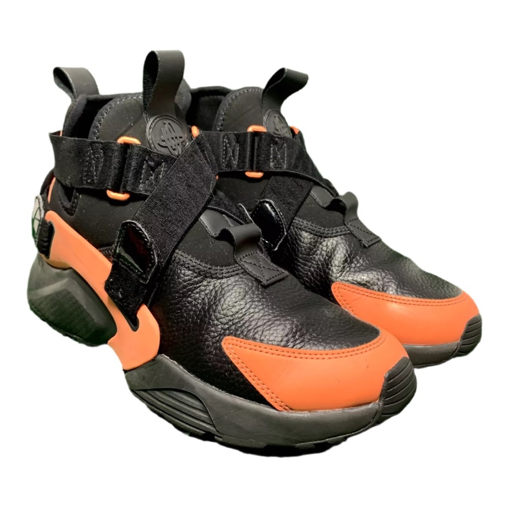 Nike Air Huarache City Black & Orange Sneakers Size 7.5